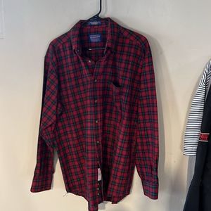 Sir Pendleton Authentic Boyd Tartan Plaid Red/Green Sz L Fine Worsted Wool 100%